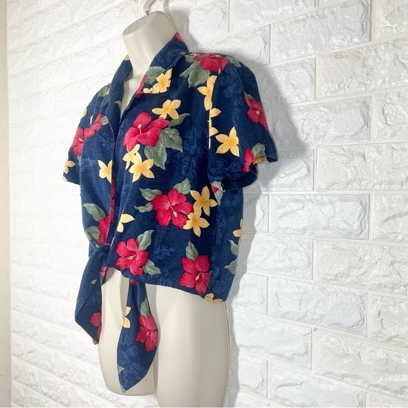 CARIBBEAN JOE Tropical Hawaiian Print Shirt Short Sleeve Women’s Large - Picture 2 of 5
